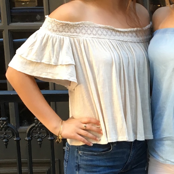 Cream Off Shoulder Ruffled Top - Picture 2 of 7